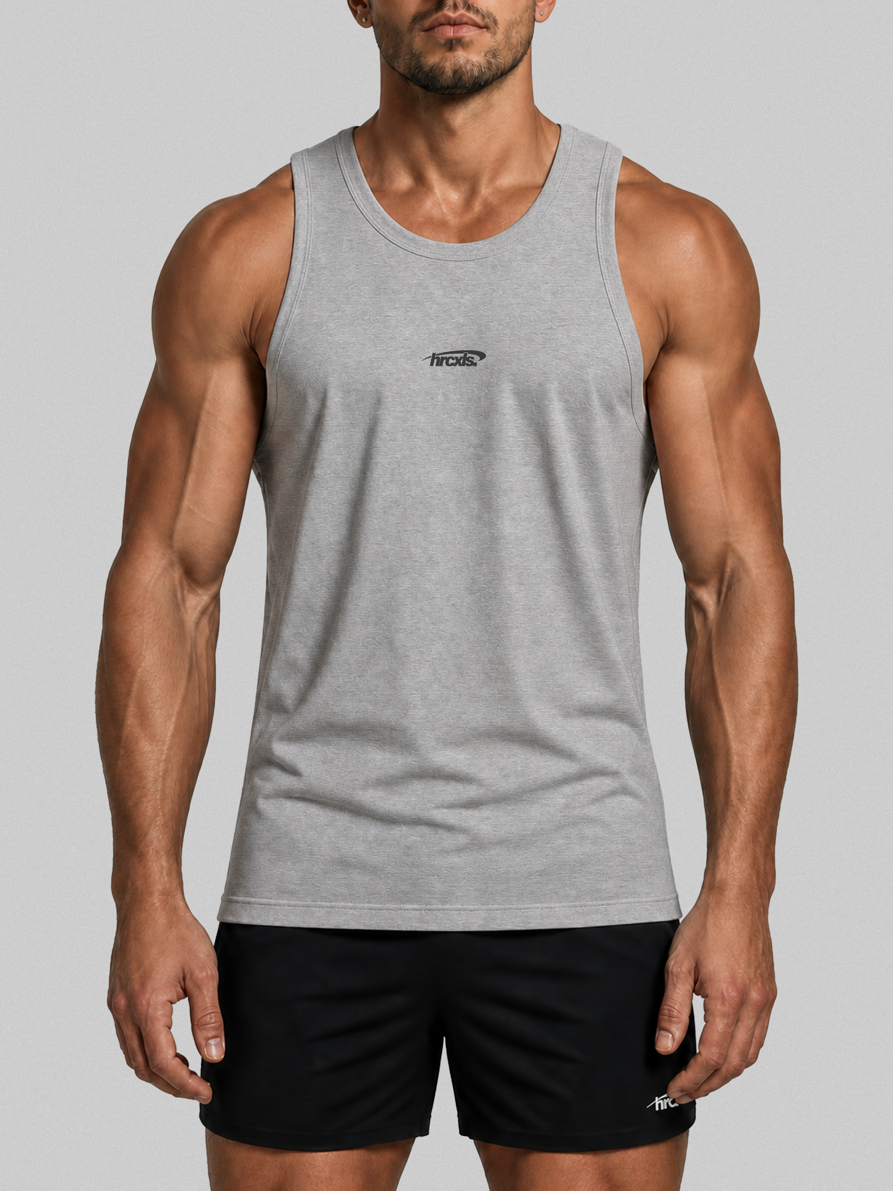 HERCXLES 2026: Sport Ribbed Tank Top - Light Grey model